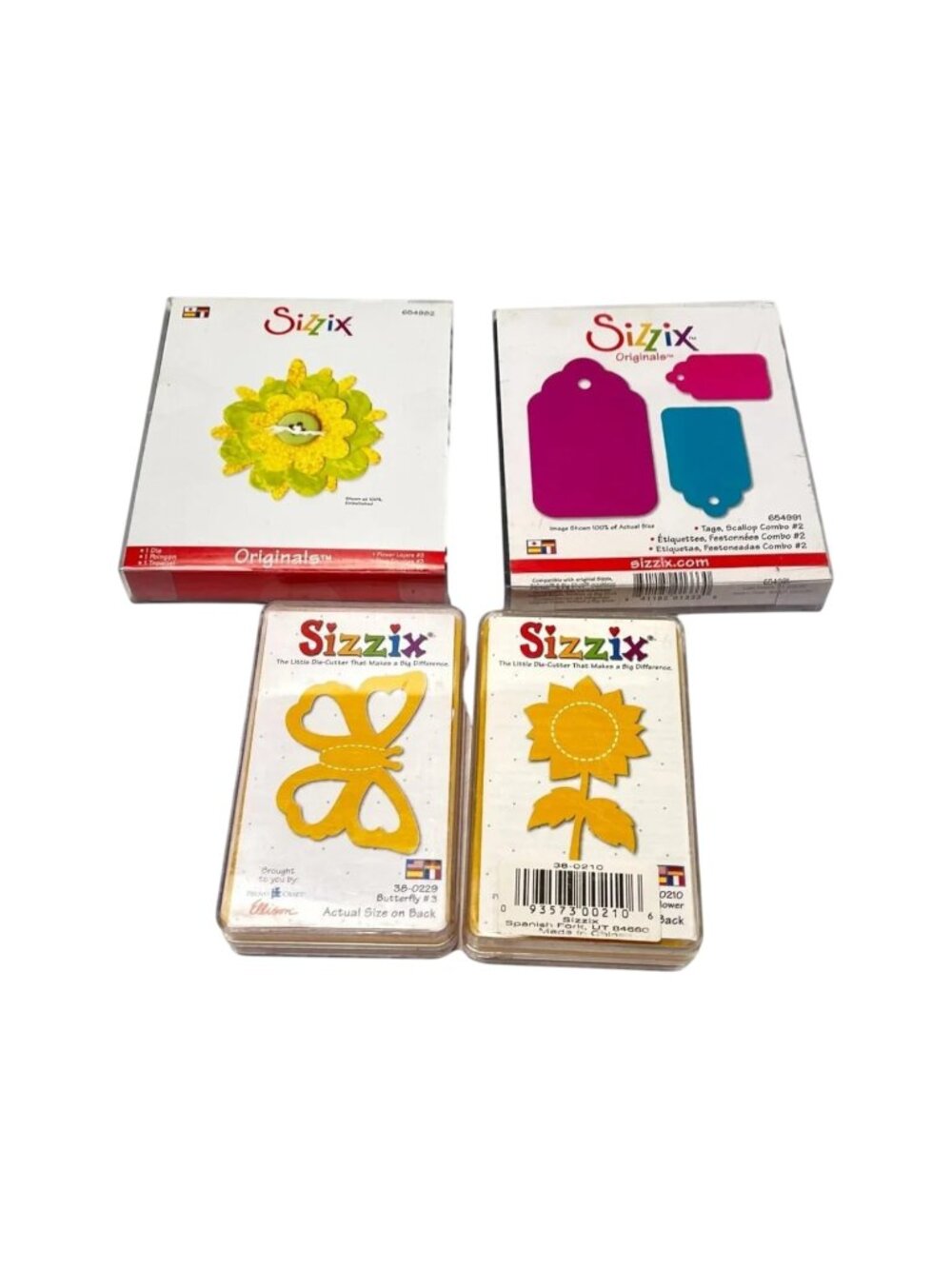 Sizzix Die Cuts Lot 4 Flower Gift Tags Florals Butterfly Craft Scrap Booking